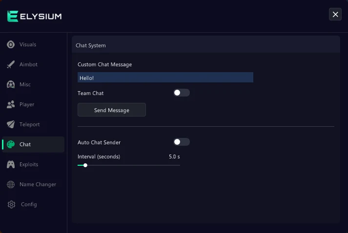 Hood Warfare 2 cheat Chat tab: custom message, team chat and auto chat sender